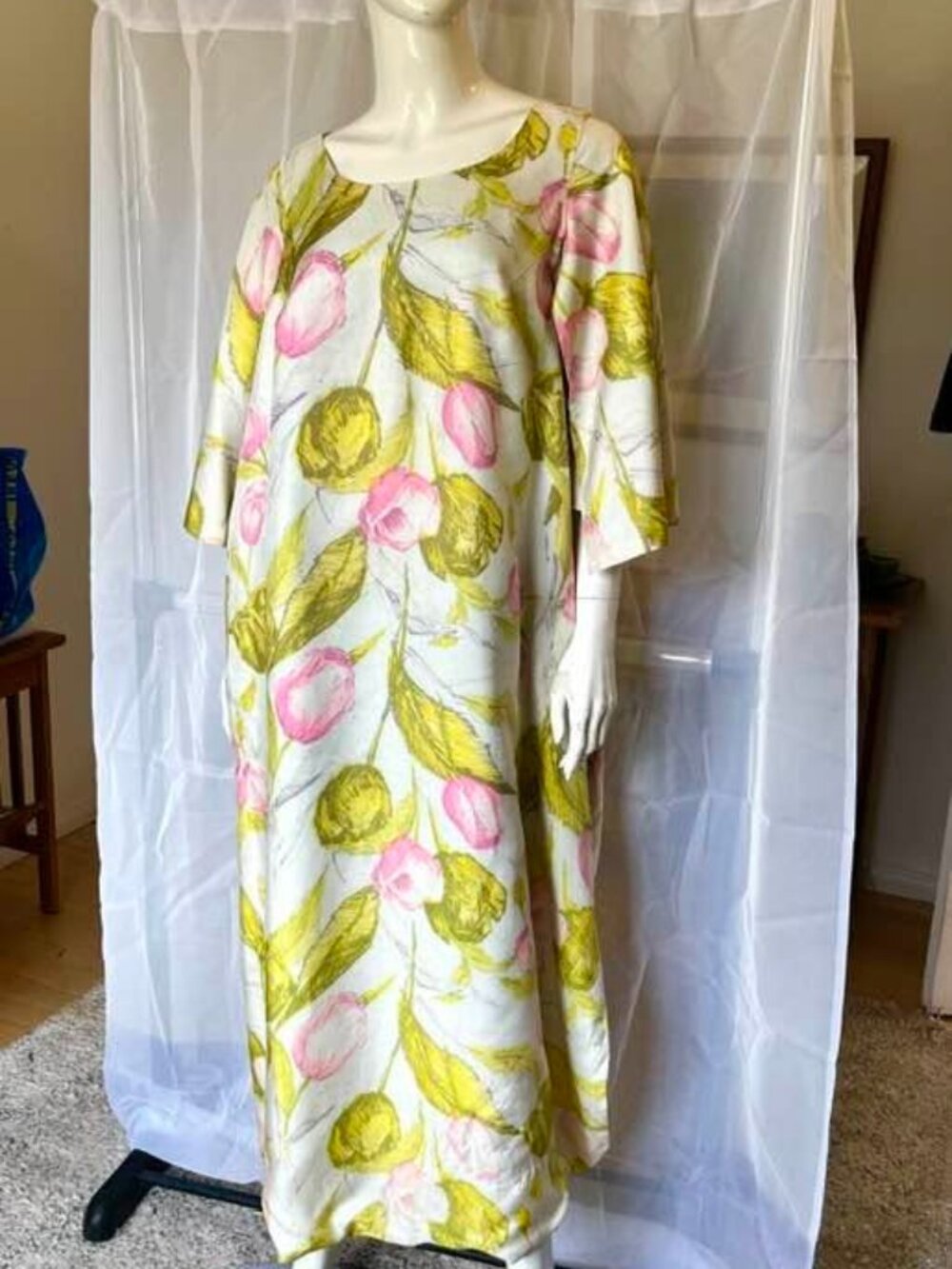 SEARS At Home Wear Maxi Dress Caftan Loungewear 1960s Flowy Glam